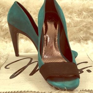 Turquoise Suede High Heels